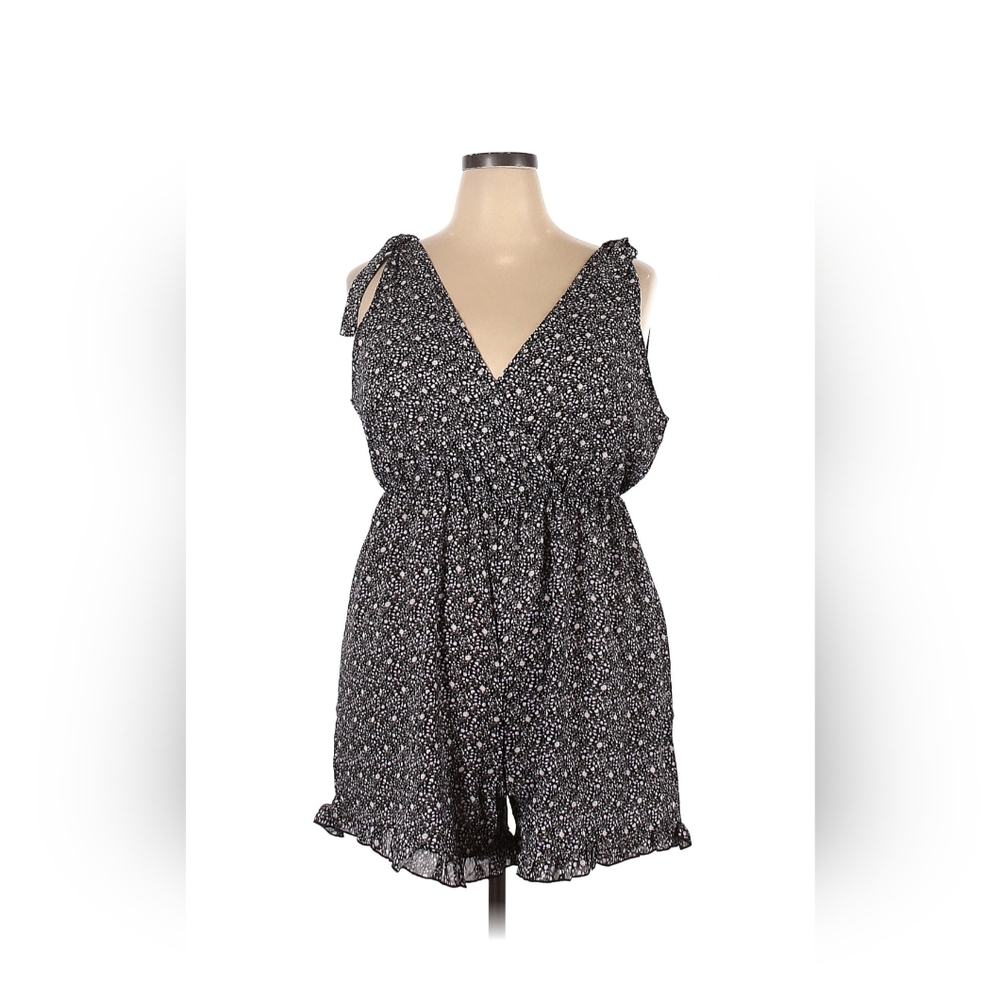 SHEIN Black/White/Purple Cutest Romper Ever (3X)
